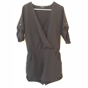 F21 black surplice romper